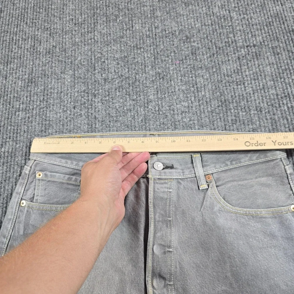 Levi's 501 Jeans Mens 36x34 Gray Regular Straight Denim Button Fly Fits 34x31